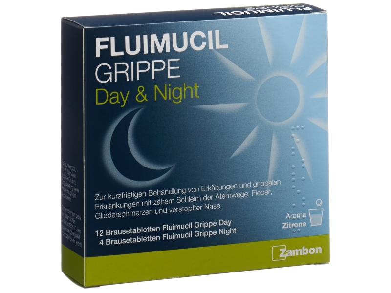 FLUIMUCIL Grippe Day Night comprimés effervescents 16 pièces