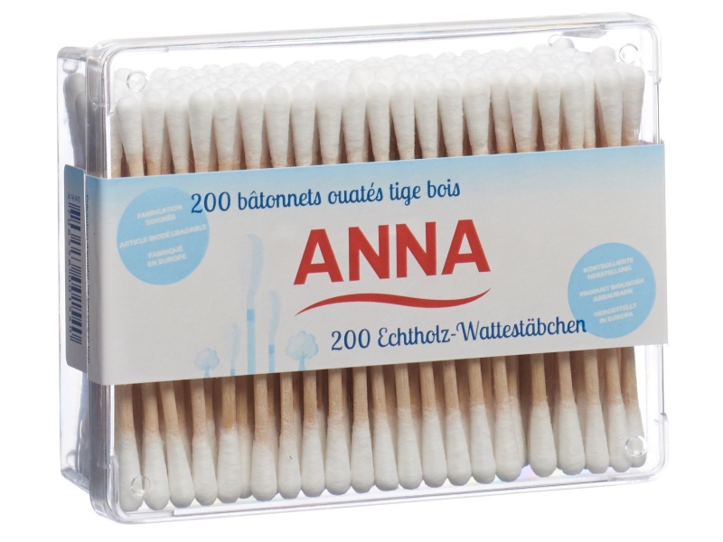 ANNA Wattestäbchen Holz 200 Stk