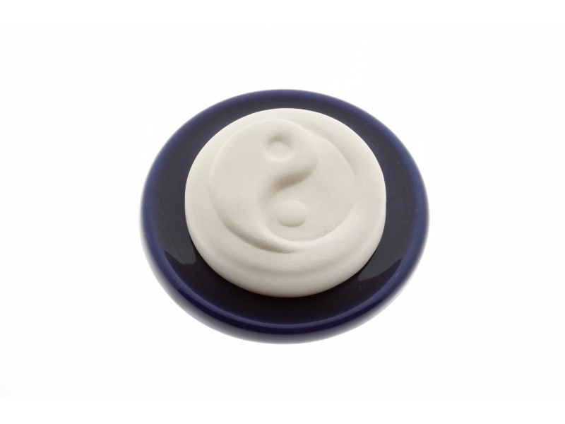 AROMALIFE Set de pierre odorante ying yang & soucoupe bleu foncé