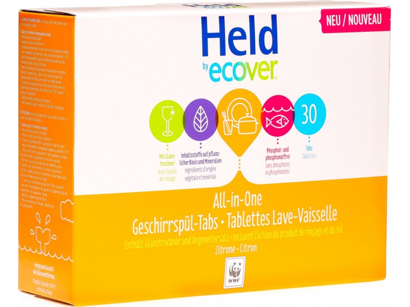 HELD BY ECOVER lave-vaisselle tablettes All One citron 500 g